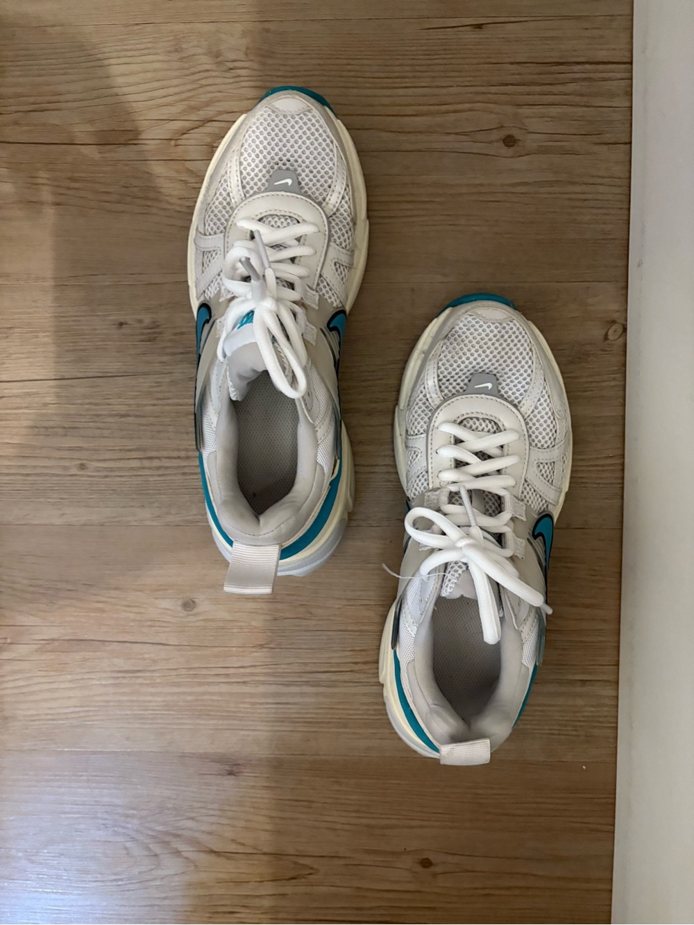 Nike V2K Run White and Teal Women's Athletic Sneakers